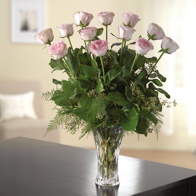 12 Pale Pink Roses