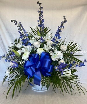 Blue & White Funeral Basket