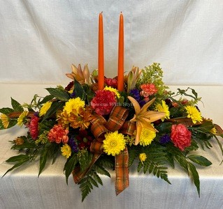 2 Candle Centerpiece/Lilies