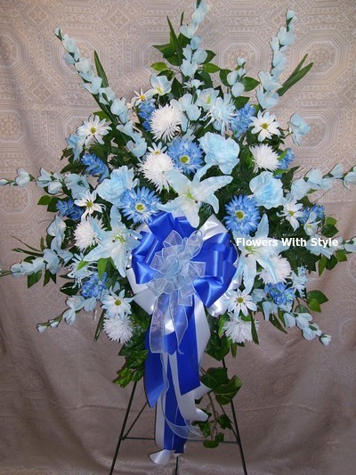 Silk Blue & White Spray